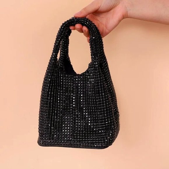 NWT Sparkling Bling SwarovskI Crystal Rhinestone Bucket Bag Shoulder Pus… - Picture 16 of 17